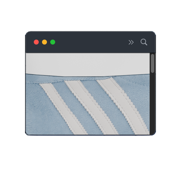 Close-up of stripe details on the pastel sneaker design